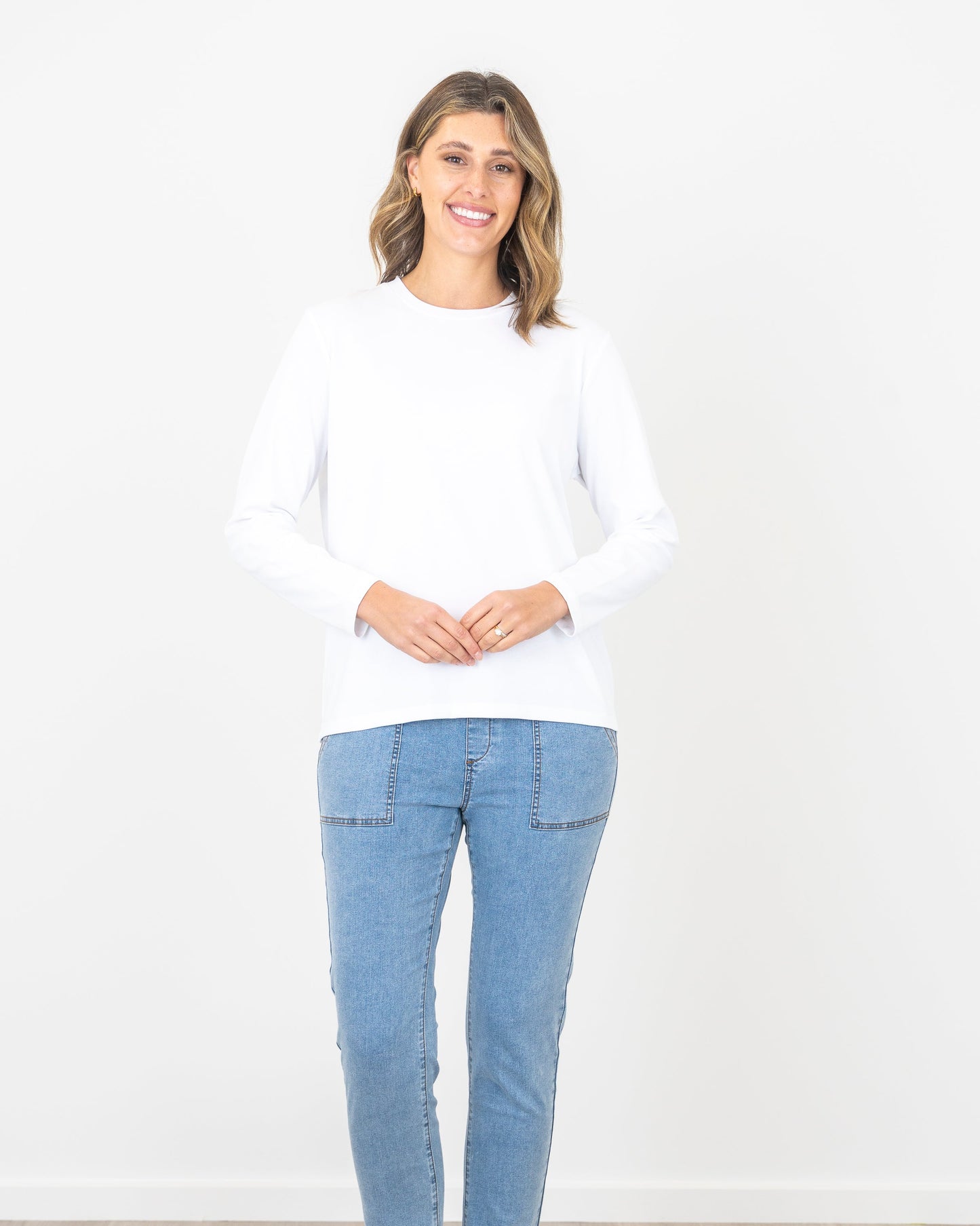 Renoma Crew Neck Cotton Long Sleeve Top