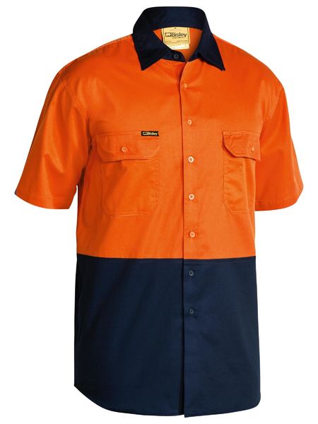 Bisley Hi Vis O/F S/S Cool LW Work Shirt