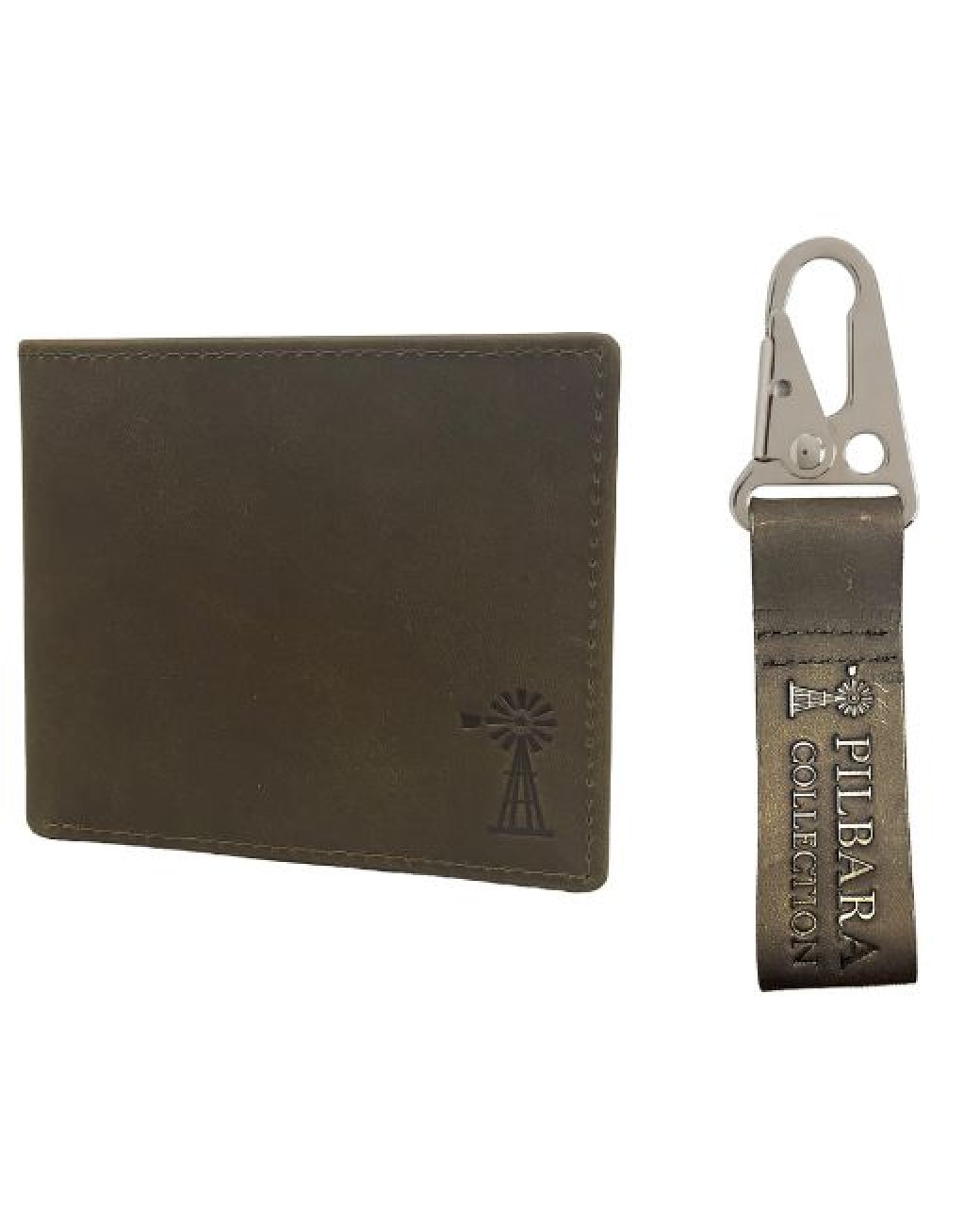 Pilbara Leather Wallet & Leather Keychain