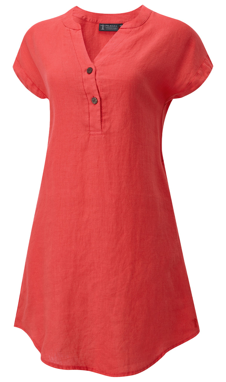 Alina Linen Cap Sleeved Dress