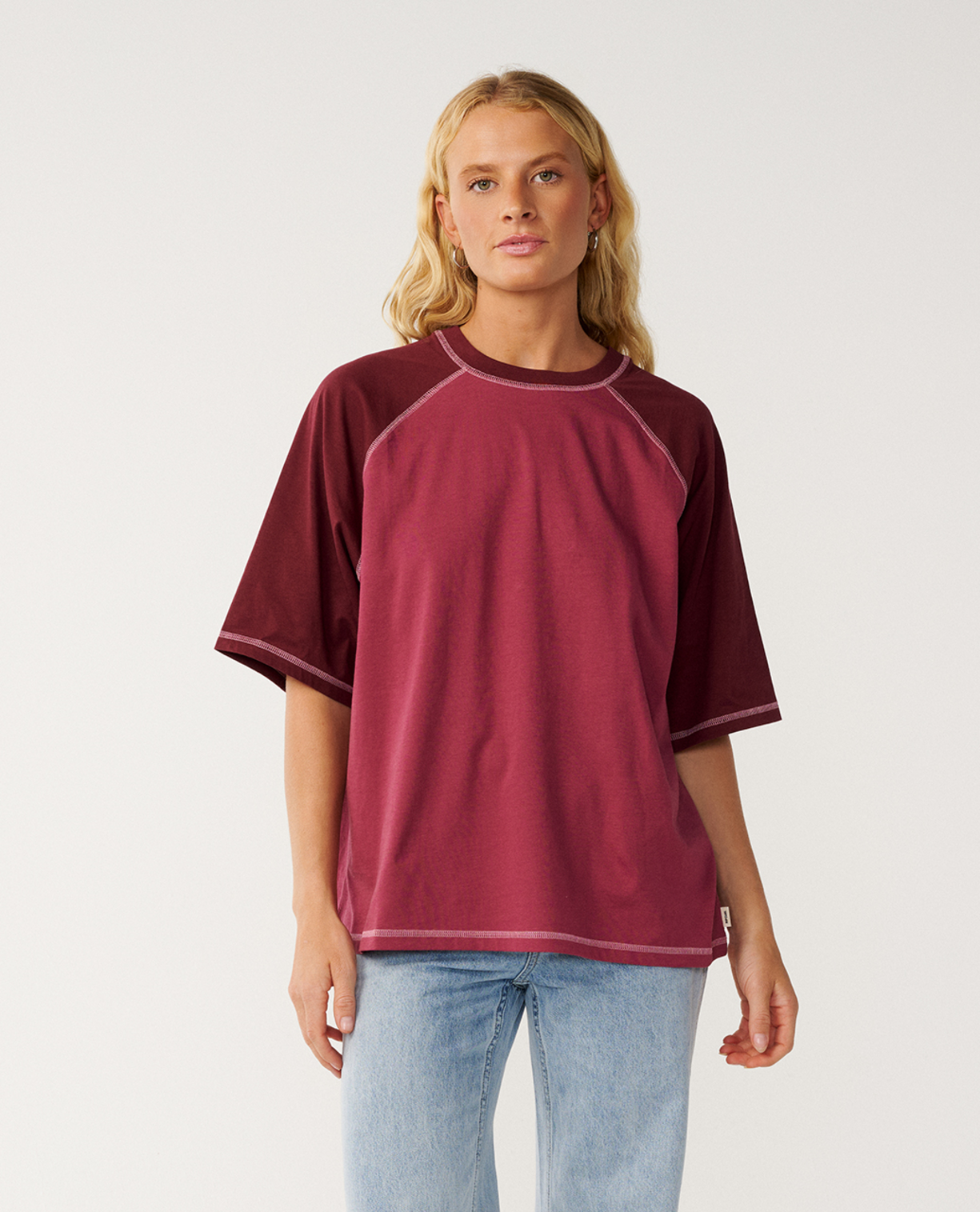 Rip Curl maroon red short sleeve womens tee summer