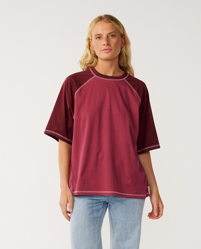Rip Curl maroon red short sleeve womens tee summer