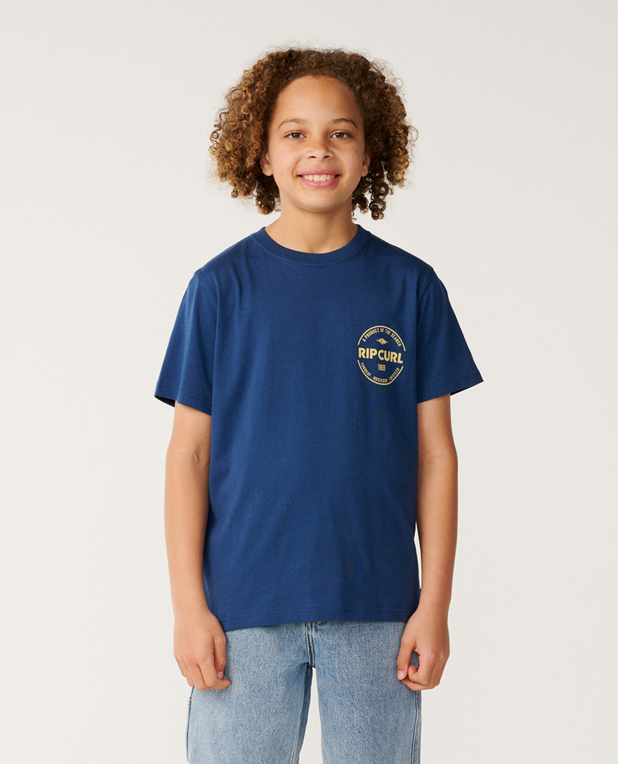 Rip Curl tee navy blue short sleeve cotton jersey summer boys