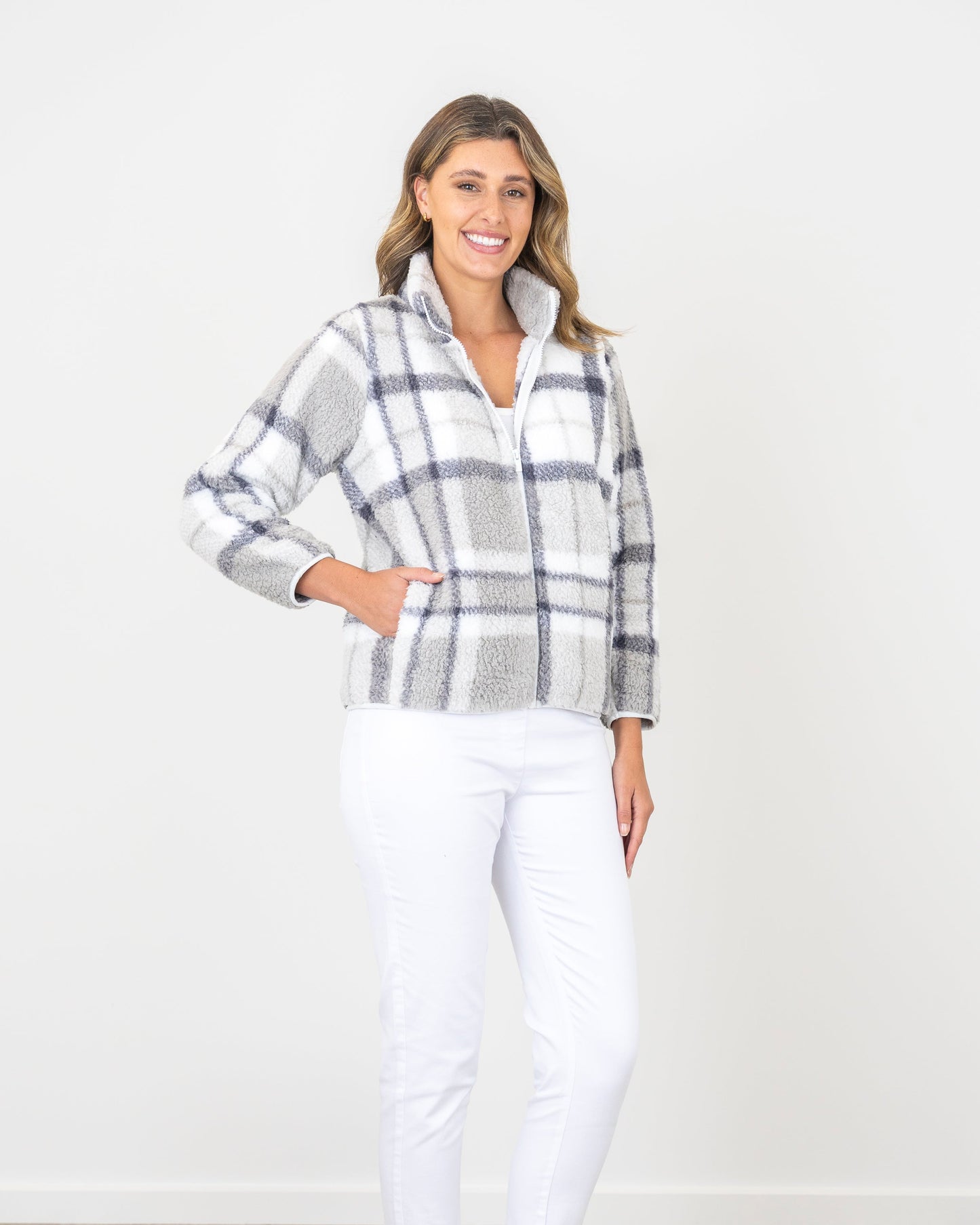 Renoma Dana Teddy Check Fluffy Jacket