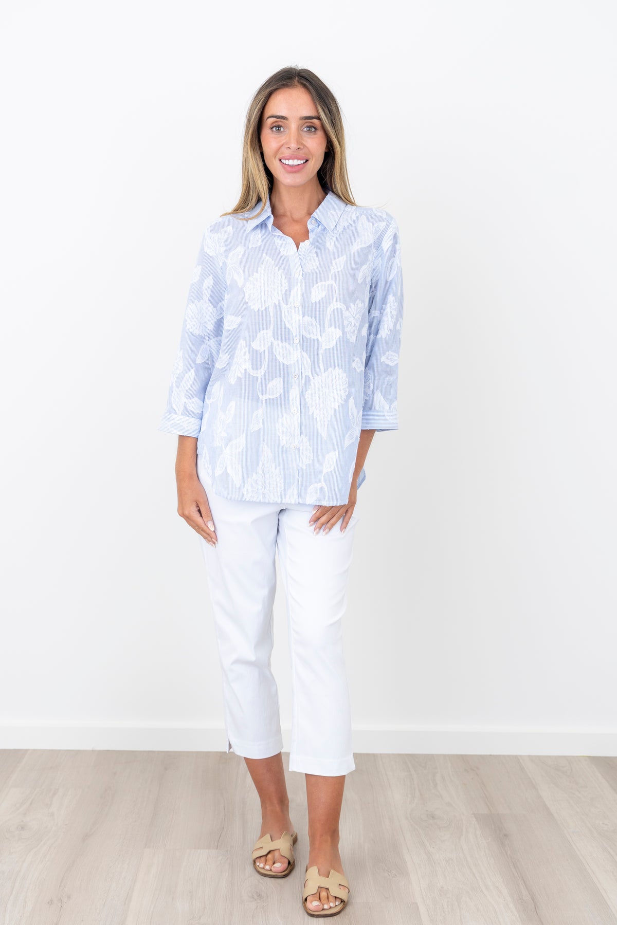 Bindi Emb 3/4 Sleeve Shirt