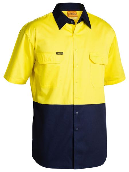 Bisley Hi Vis O/F S/S Cool LW Work Shirt