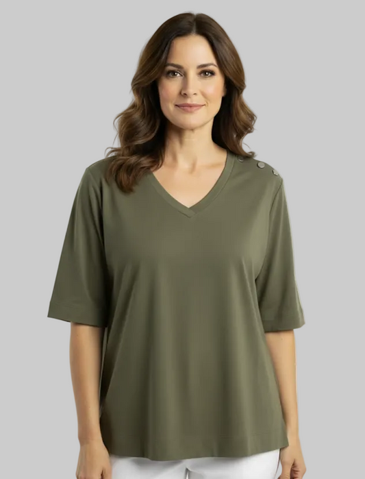 Easy Care Button Shoulder Top