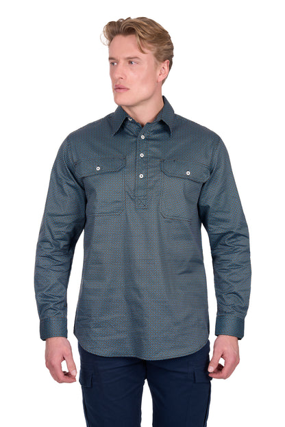 Hard Slog Mens Blake 1/2 Placket LS Shirt