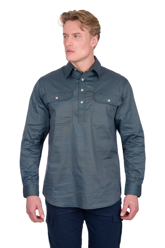 Hard Slog Mens Blake 1/2 Placket LS Shirt
