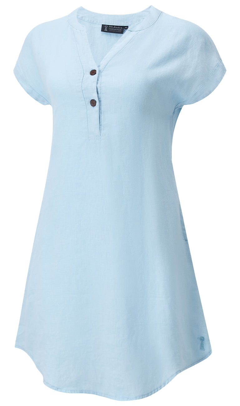 Alina Linen Cap Sleeved Dress